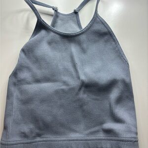 Ribbed Halter Tank Top in Light Gray